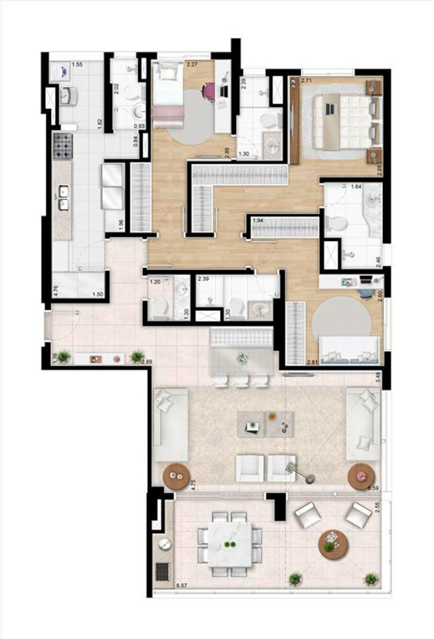 Apto. 137m² - Andar Par