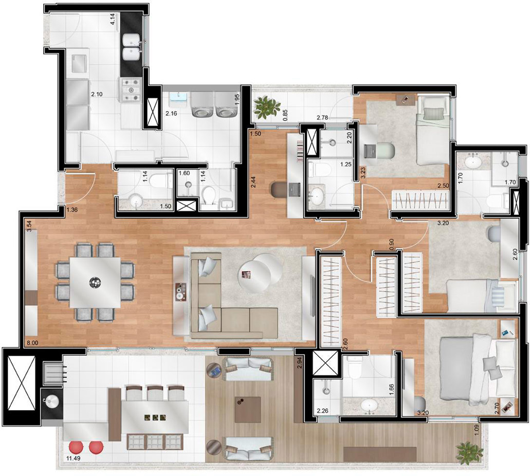 Apto. 145m² - Apto Opção