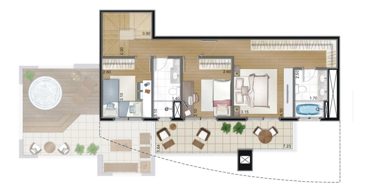 Cobertura menor - Pavimento superior