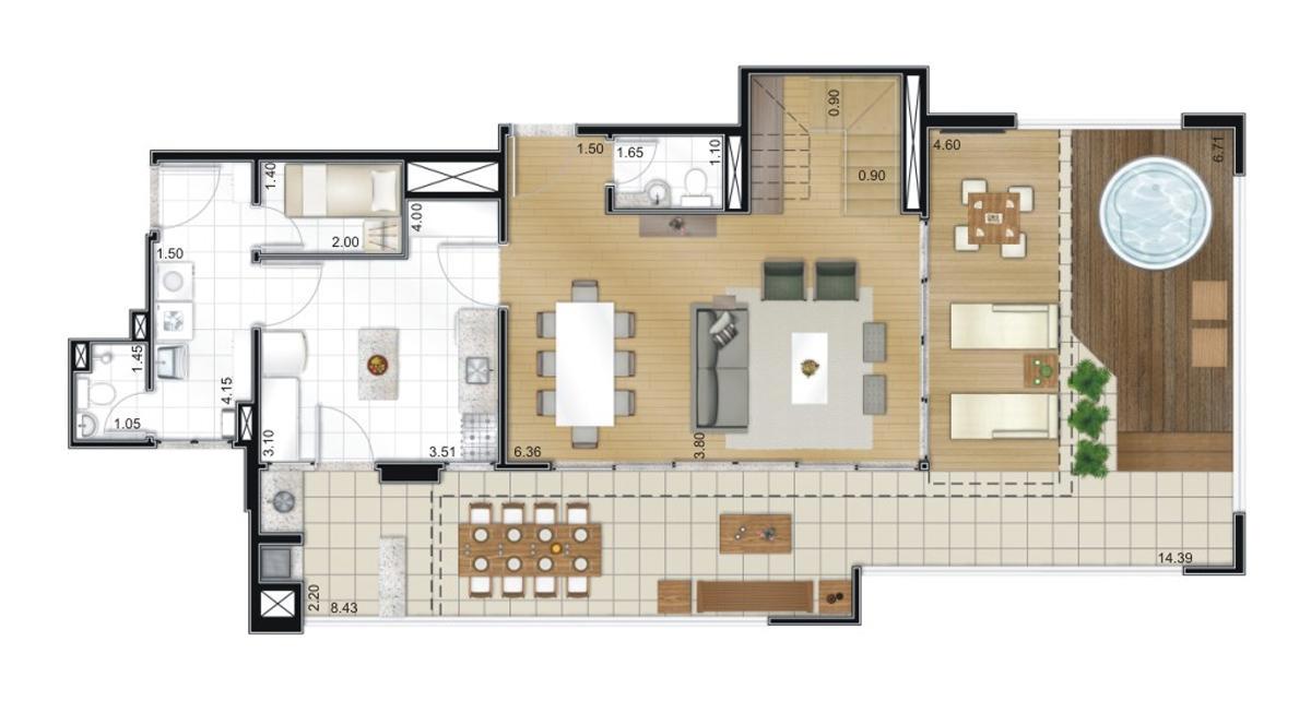 Cobertura maior - Pavimento inferior