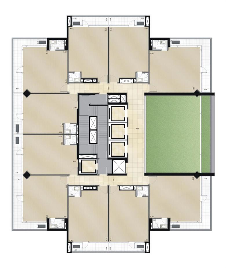Planta tipo -18º ao 21º Pavimento