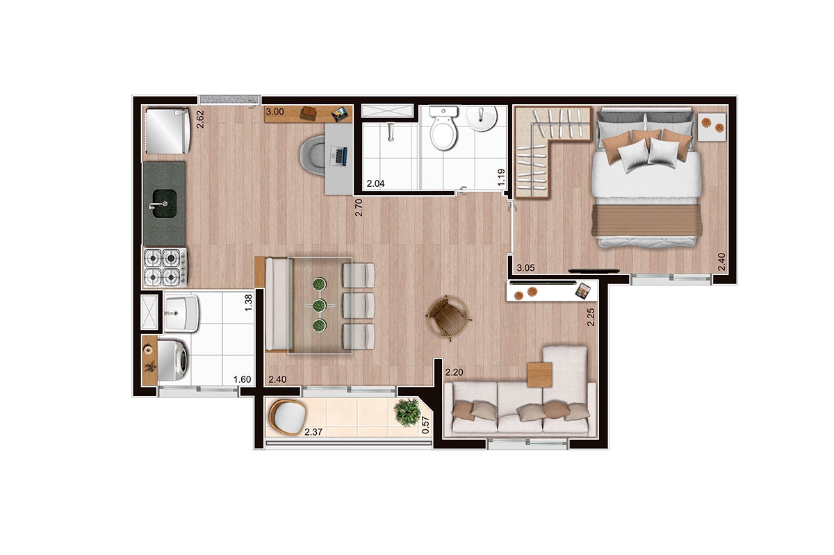 37,19 m² l Opção meio final 6 e 7 Aroeira 