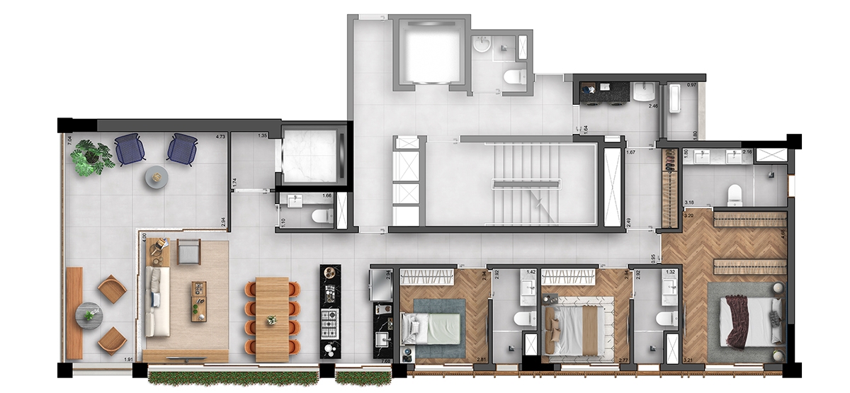 3 Suítes Tipo 147 m²
