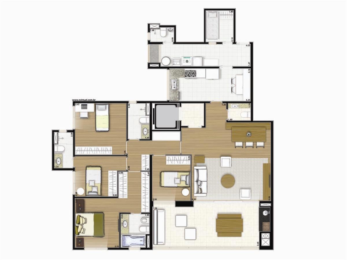 Apto. Tipo B - 12 ao 15º Pavimento