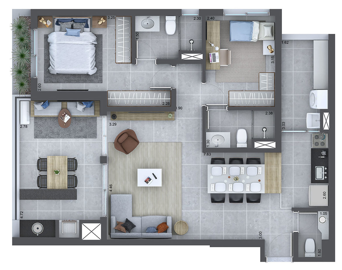 Planta opção 88m²