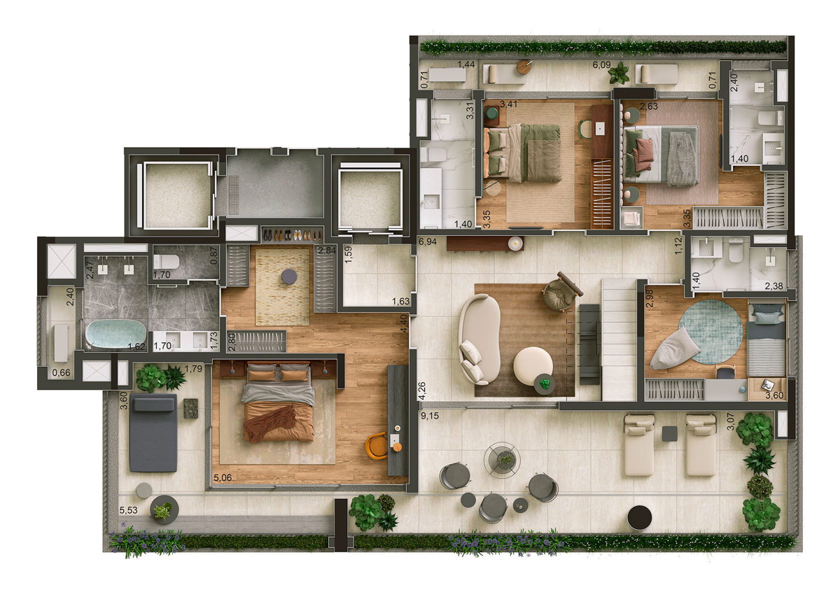 Planta Duplex Inferior 405m²