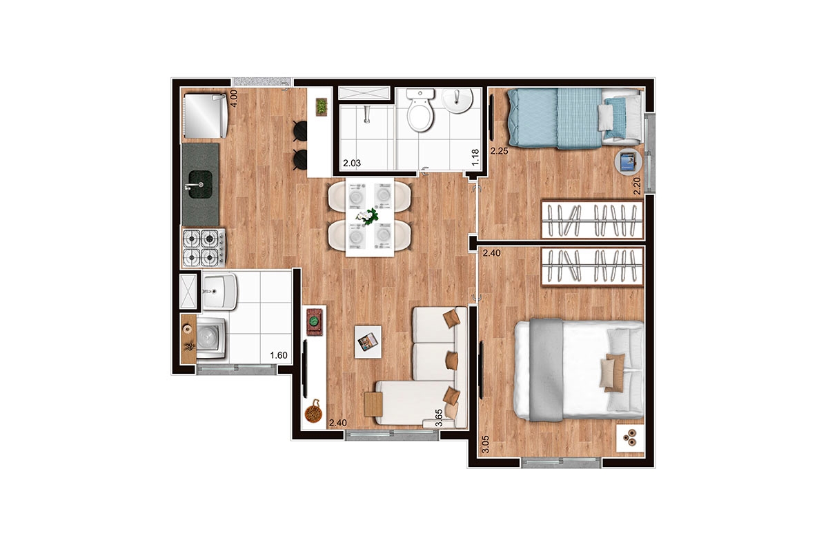 35,18 m² l Tipo ponta final 2 e 9 Jequitibá