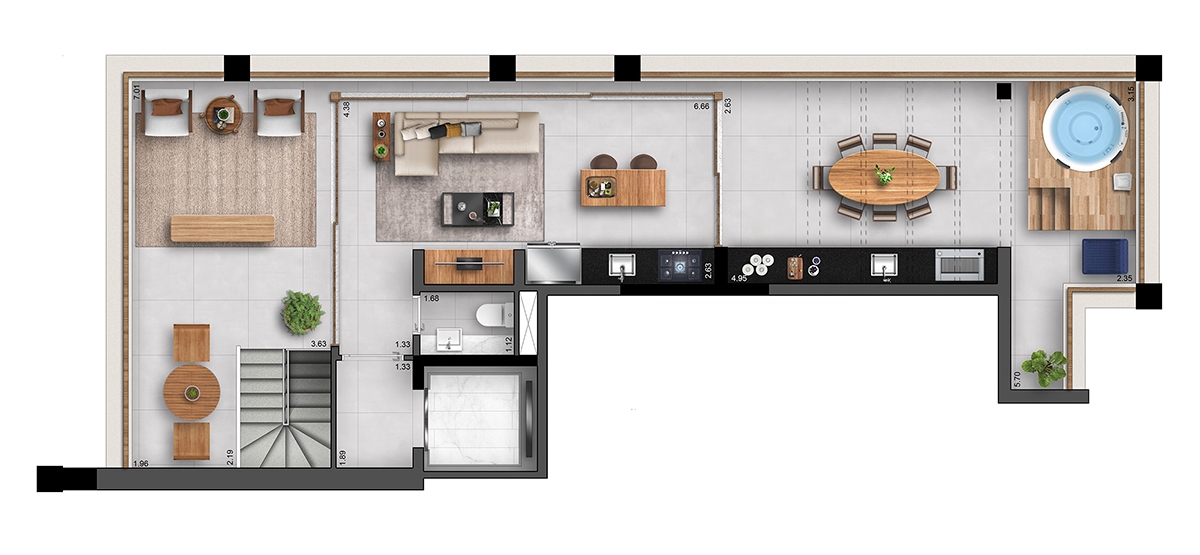 Duplex 3 Suítes 188 m² (Superior)