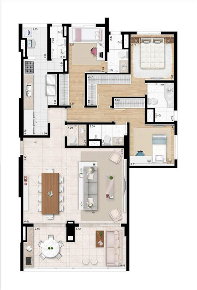 Apto. 136m² - Andar Impar