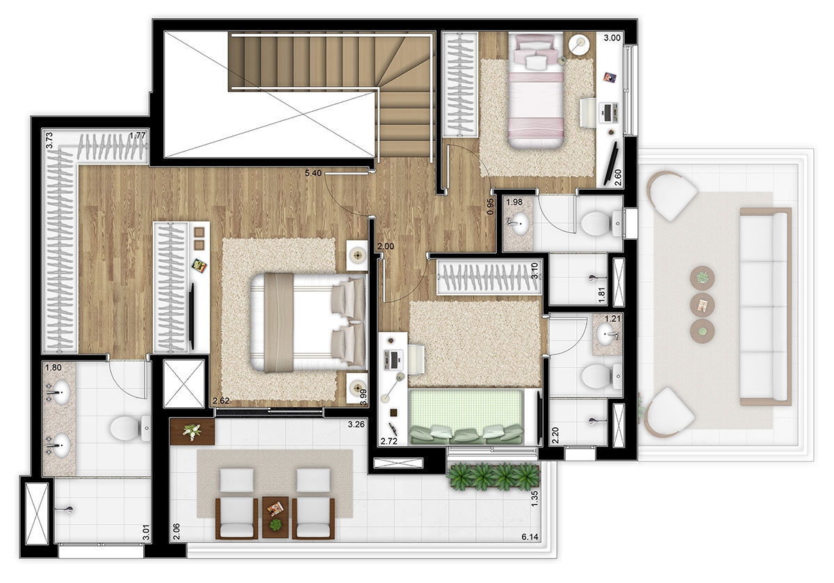 Cobertura Duplex 176m² - andar superior