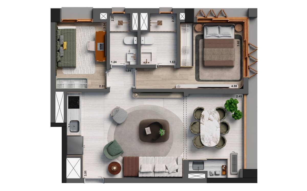 Suíte 70 m² opção