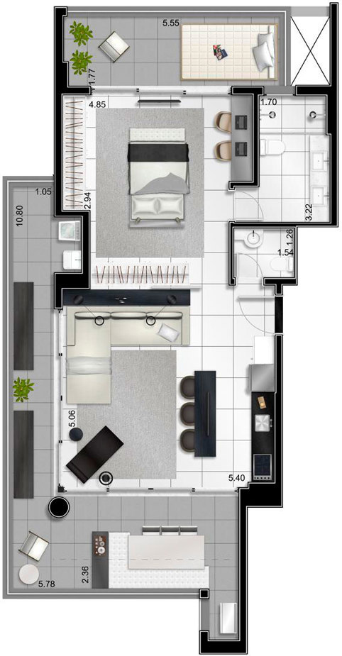 Apto Final 1 - Tipo - 16º ao 21º andar