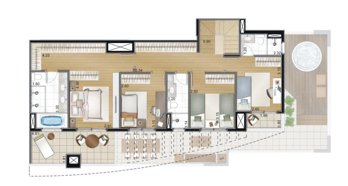 Cobertura maior - Pavimento superior