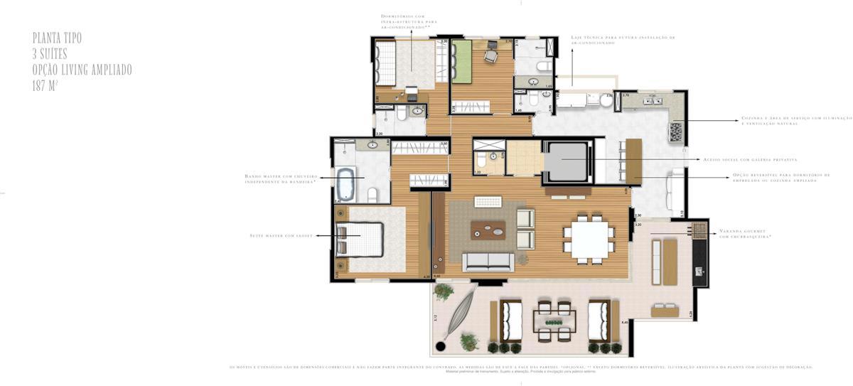 Apto. 187m² - Opção Living ampliado