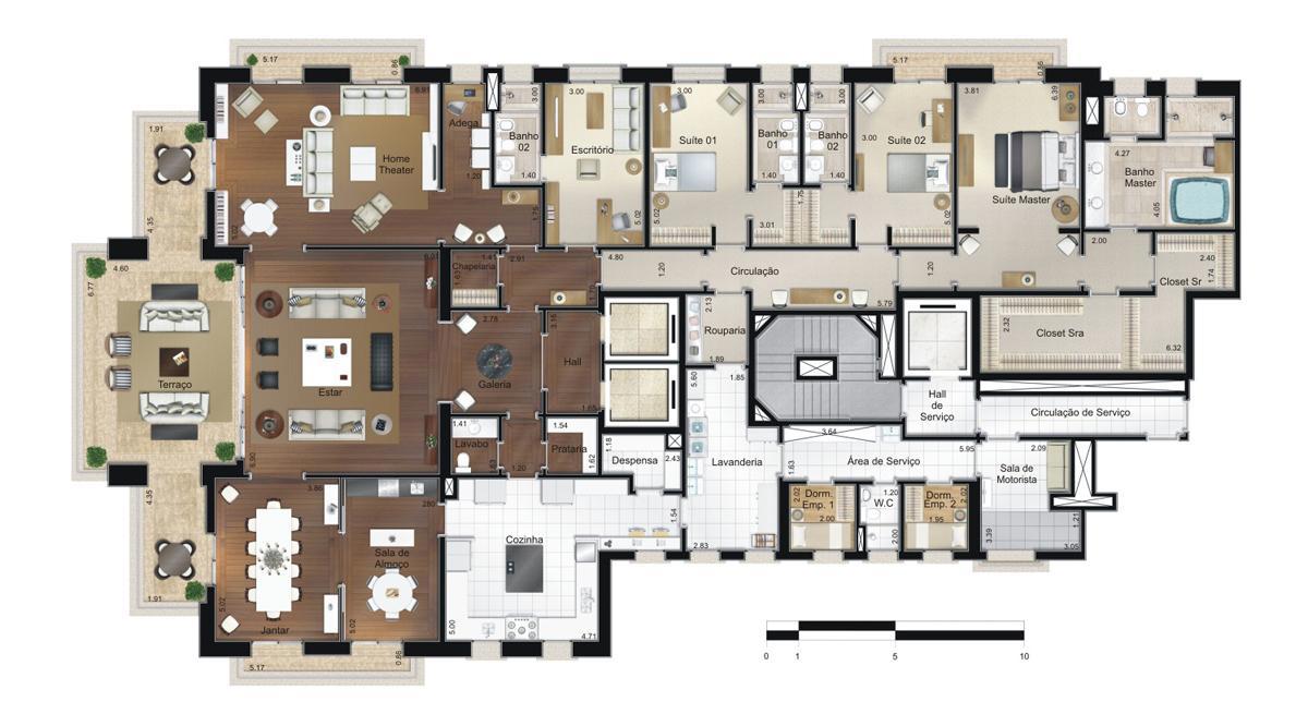 Apto. 500m² - Opção 1 - Torre 2