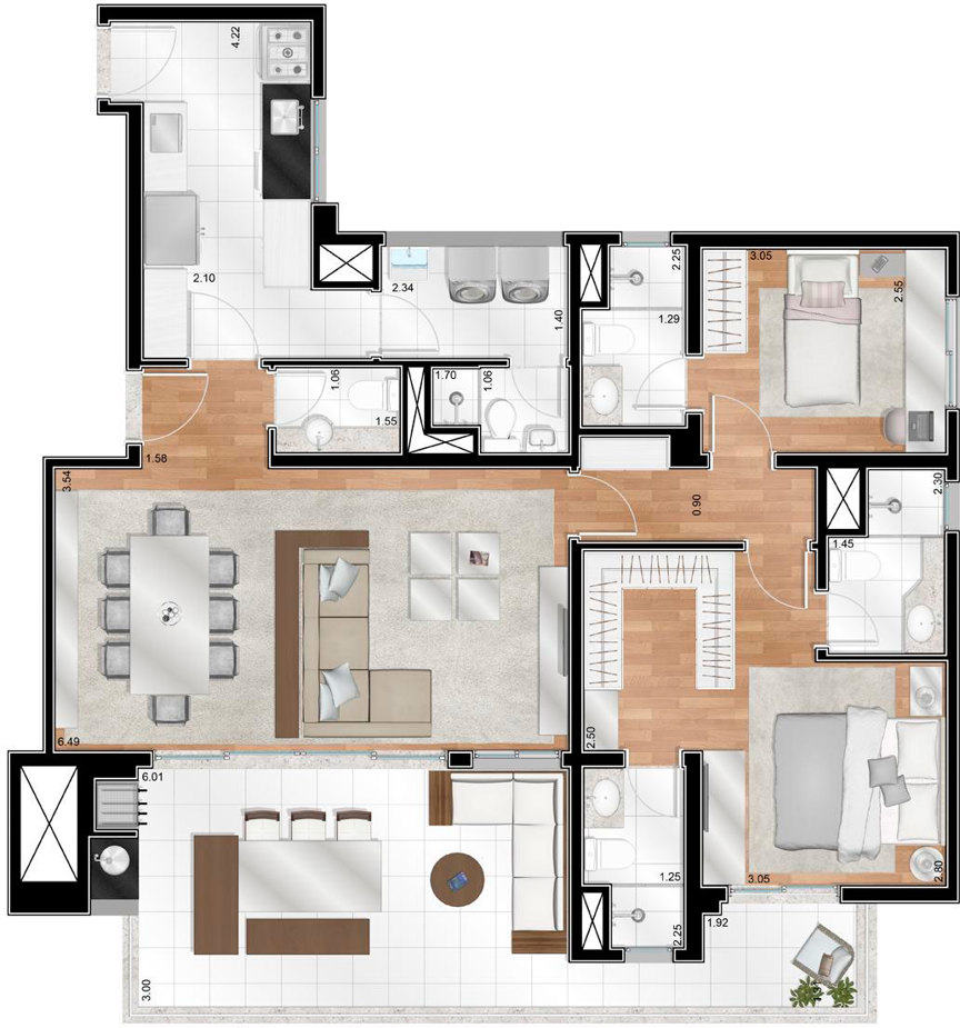 Apto. 117m² - Apto Opção