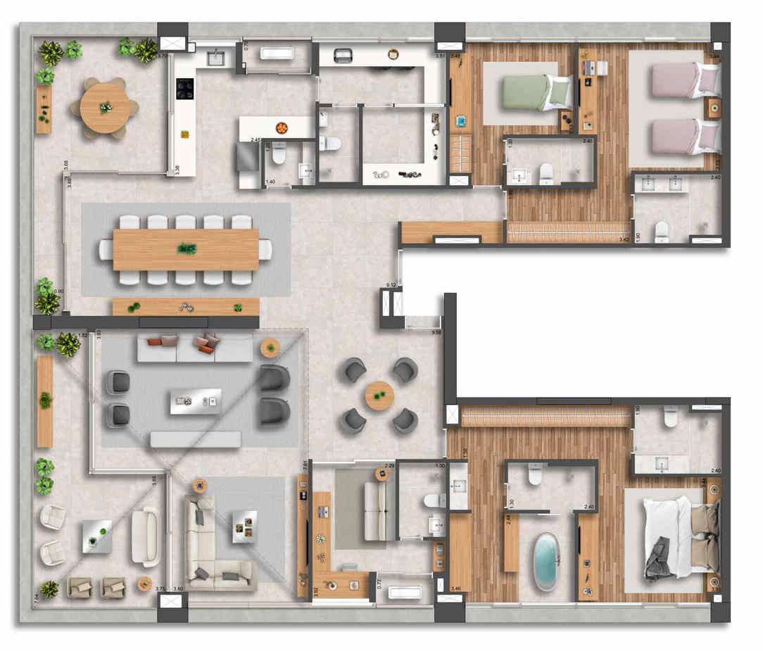 Opção 4 Suítes 137 m² e 134 m²